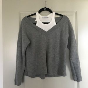 Alexander Wang Bi-layer V-neck Grey Sweater